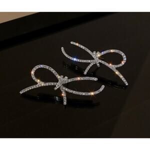 Rhinestone Bow Stud Earrings